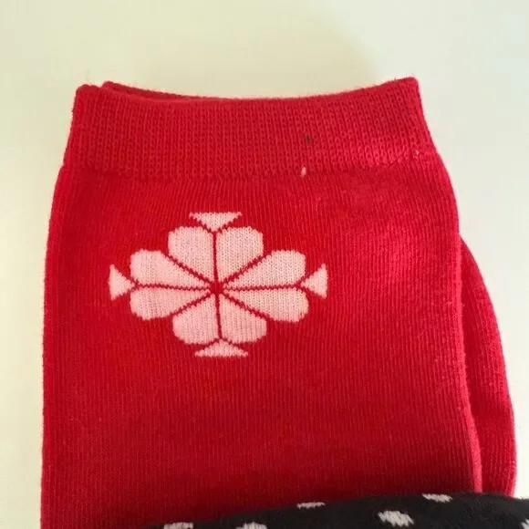 Kate Spade 3 Pack Crew Socks, High Heel Print, Black Polka Dot & Red NWT - Picture 3 of 5